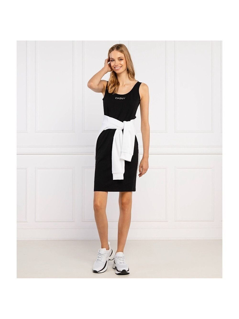 DKNY Sport Rhinestone Logo Tank Dress Black XS NWT